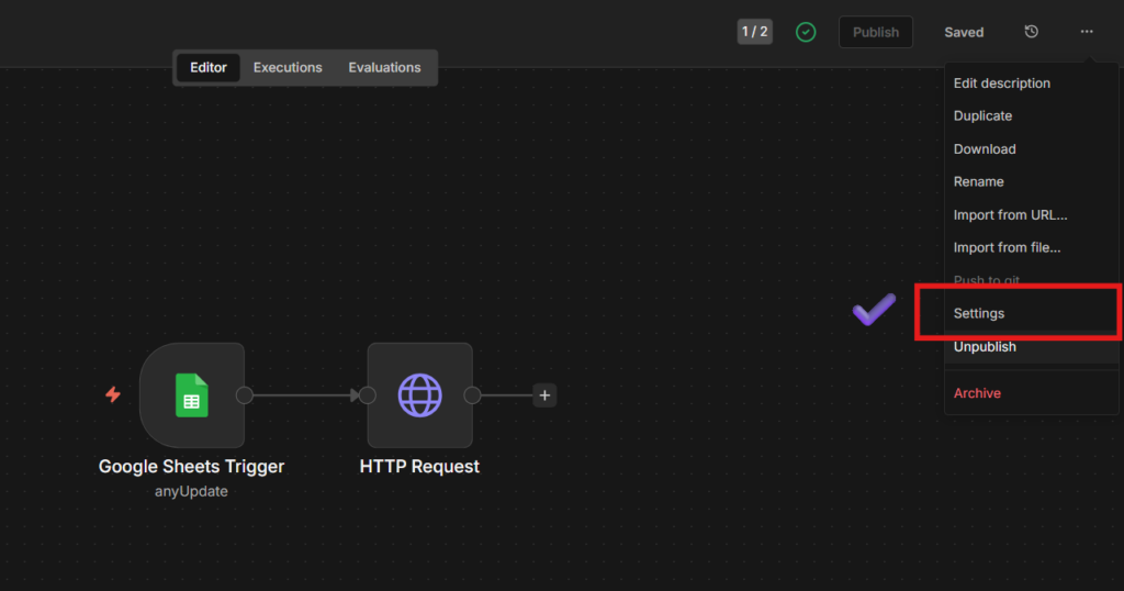 The owl logic - main workflow settings