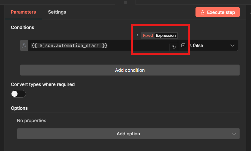 fixed and expression toggle