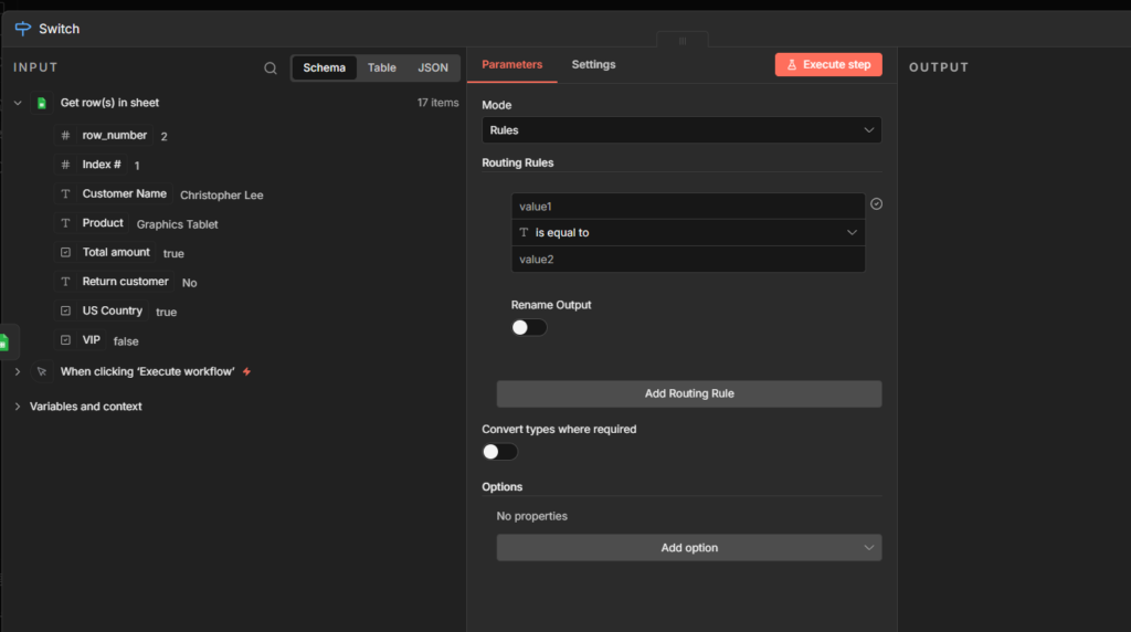 n8n switch node rules