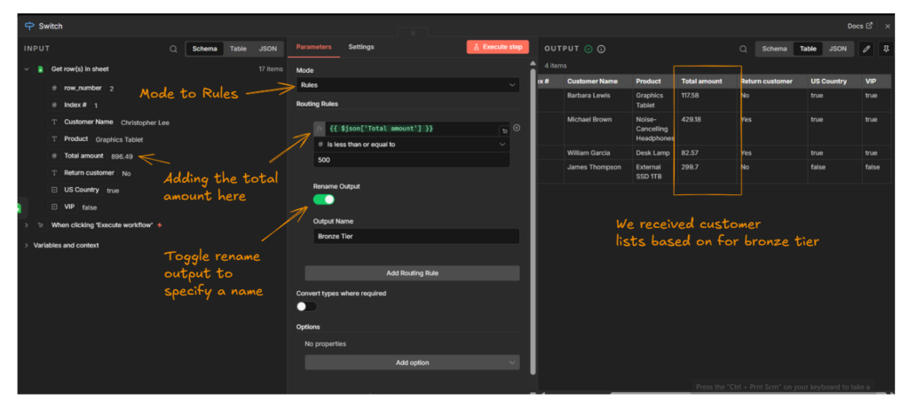 Explaining the UI of switch node and it's output