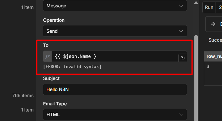 expression error - invalid syntax in n8n