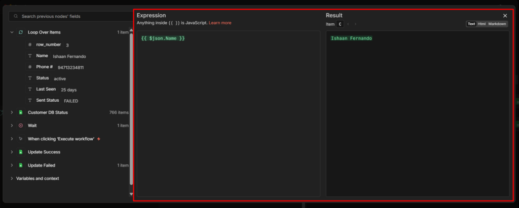 This is n8n expression editor