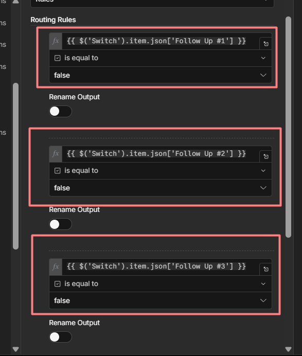 Mapping the previous switch node data to this new switch node