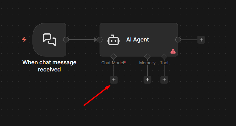 Connect the Chat Model to AI Agent in n8n