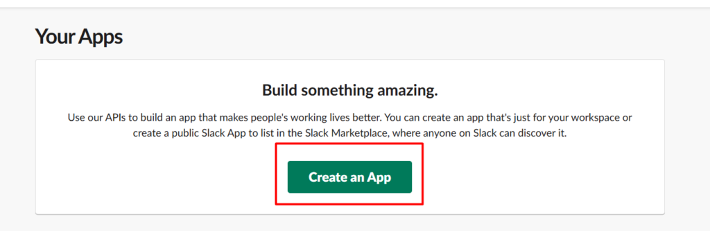 creating an app in slack