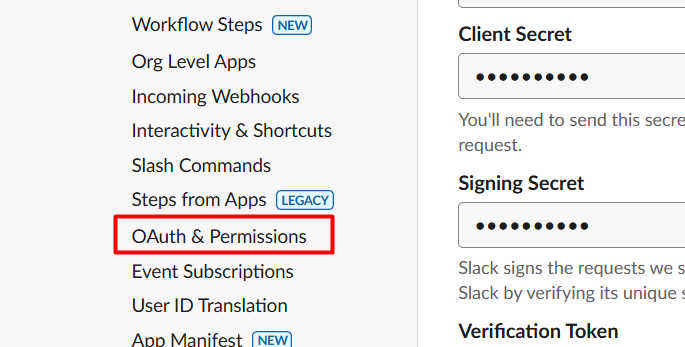 OAuth permission in slack