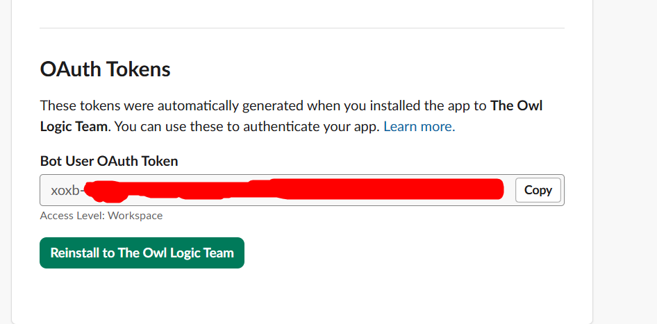 Bot User OAuth Token