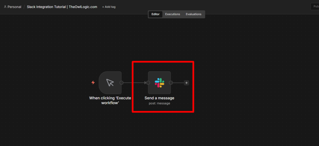Adding Send a message slack node in n8n