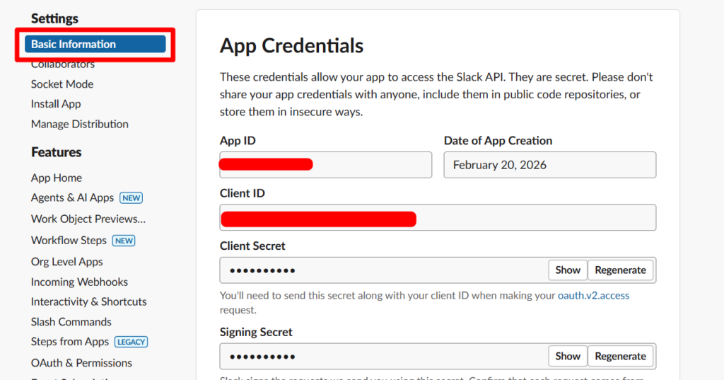 Basic information, Client ID and SEcret