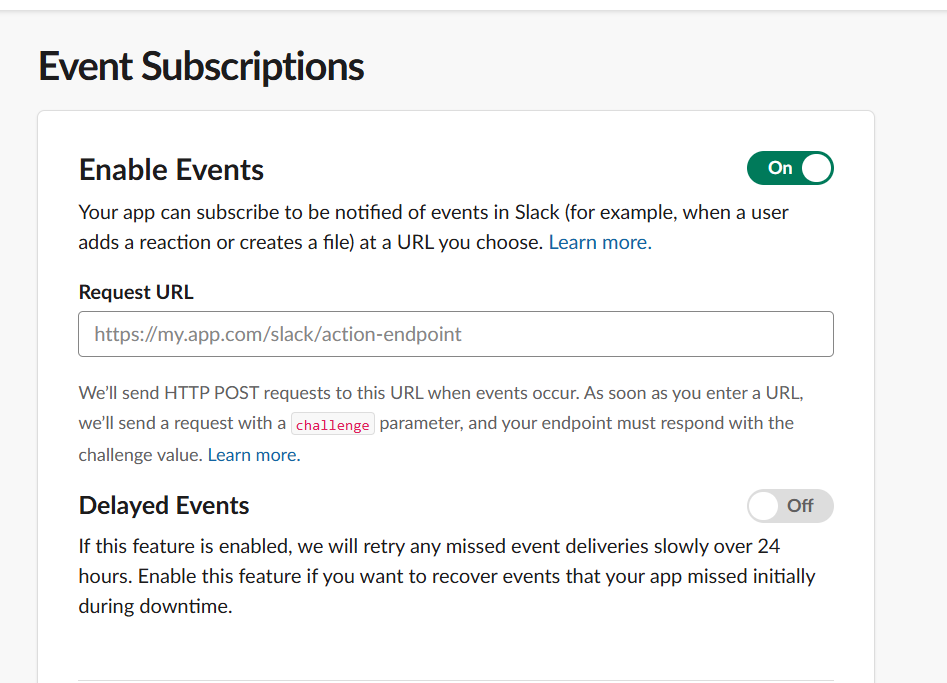 Enabling the Event Subscriptions in Slack for n8n Webhook
