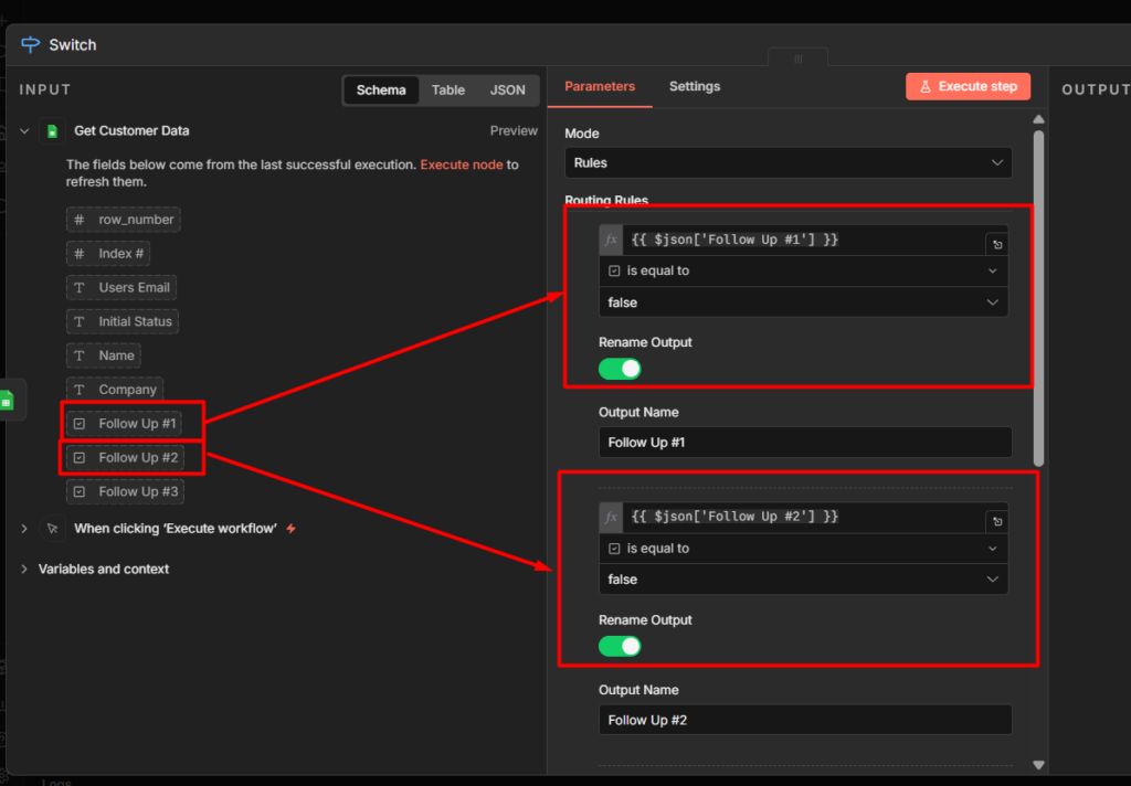 Tagging the follow-ups column to n8n