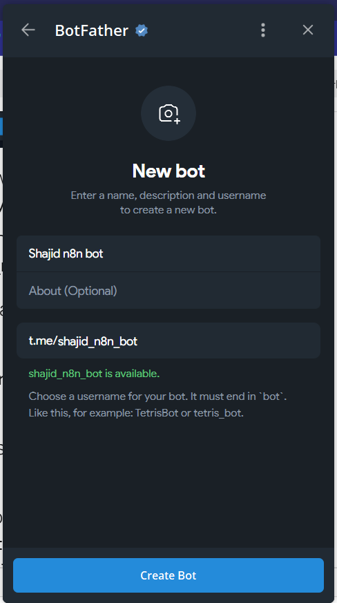 verifying bot username