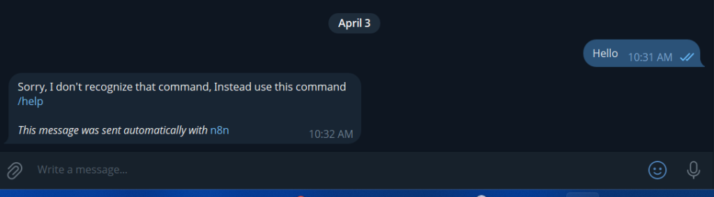 telegram bot command based in n8n