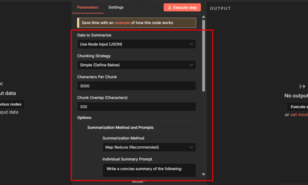 Summarization Chain configuration