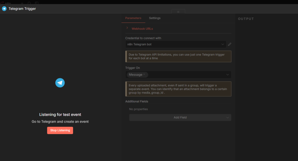 listening to telegram trigger webhook