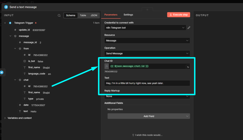 mapping chat ID to telegram node