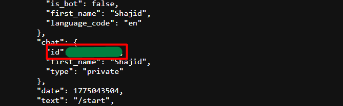 retrieving the chat ID from the telegram chat in n8n