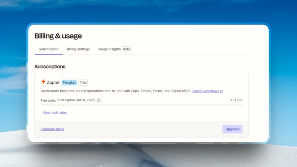 zapier billing usages
