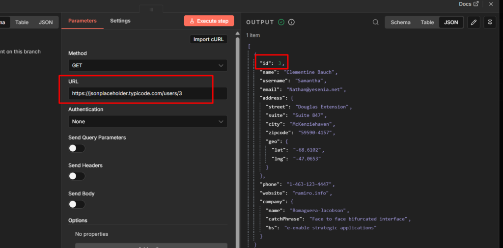 retrieved a specific one response from the specific API URL